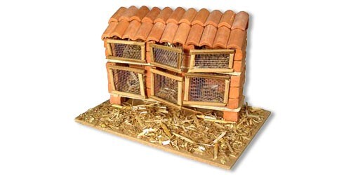 Décor de crèche traditionnel miniature et kit clapier à monter en bois