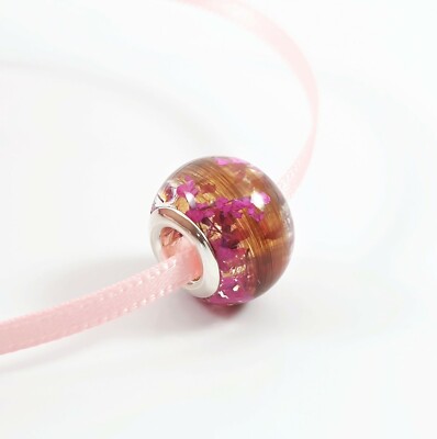 Lock of Hair Bead Charm Flower Keepsake Bracelet Locket Silver Pet Mum Dad Loss