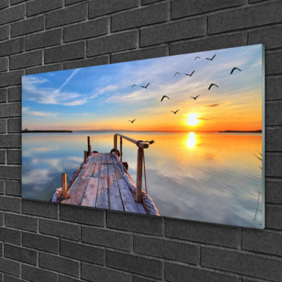 Tableau Photo Sur Toile 100x50 Cm Architecture Mer Pont - Moderne, Gris, Neuf TULUP