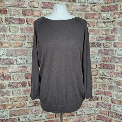 Michael Kors Pullover braun hinten offen Damen großer Lederbesatz Kaschmir-Mischung