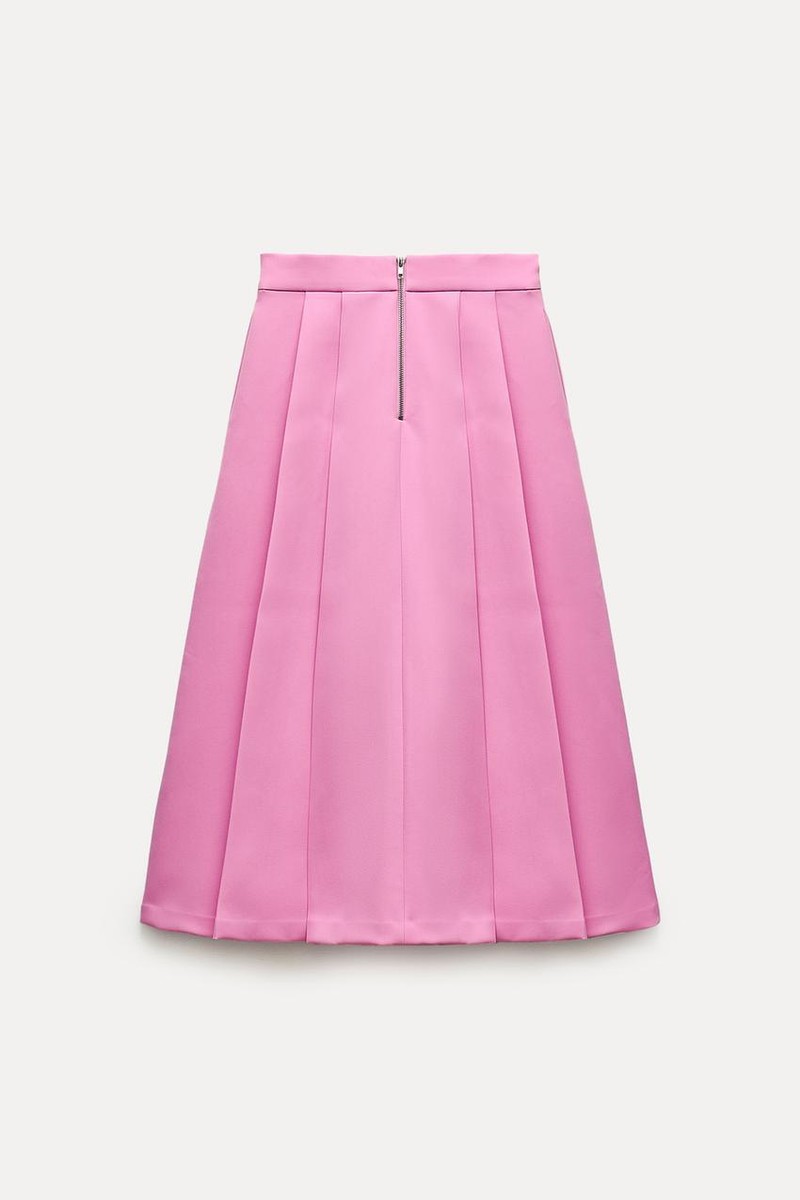 NWT_ZARA SS24 PLEATED CAPE SKIRT ZW COLLECTION PINK 2731