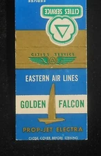 1950s Eastern Air Lines Golden Falcon Prop-Jet Electra Cities Service Petroleum