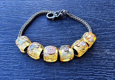 6x Bernstein Armband Perlen. 2024.Modell. Ag925 Kerne. Eu Armband Perlen. Trollbeads