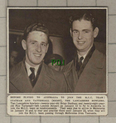 C696) Lancashire Cricket Bowlers Brian Statham & Roy Tattersall - 1951