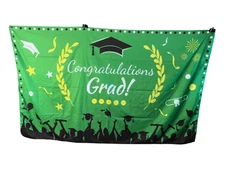 Congratulations Graduate Decorations Party Backdrop Large Banner Green 70X43