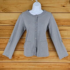 I Active Front Snap Shirt with Pockets Womens Size S Gray Heathered Cotton Blend