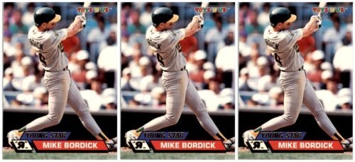 (3) 1993 Stadium Club Toys 'R' Us #3 Mike Bordick Athletics Card Lot