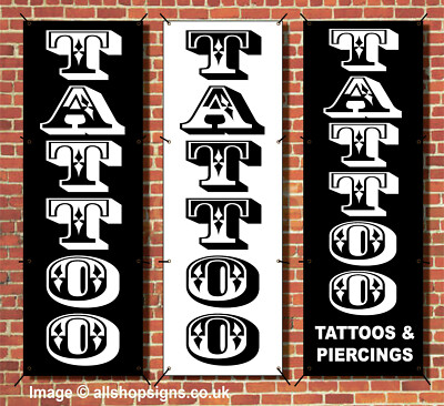 TATTOO STUDIO SIGN BANNER TATTOOS AND PIERCINGS