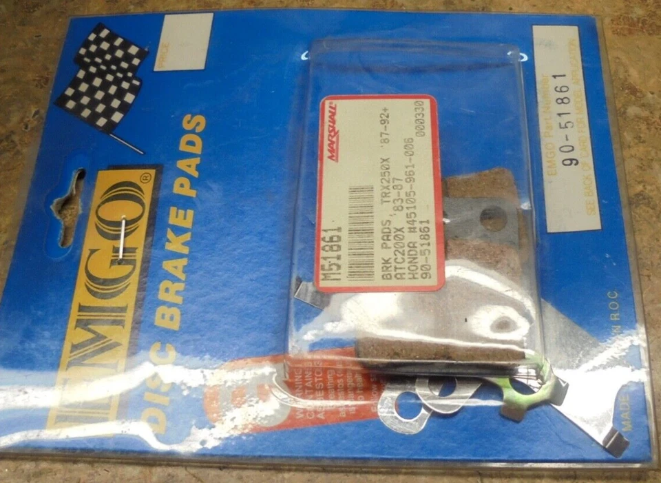 90-51861 Brake Pad Emgo M51861 Honda ATV ATC TRX250X 87-92 ATC200X 83-87 Disk - Image 2 of 2