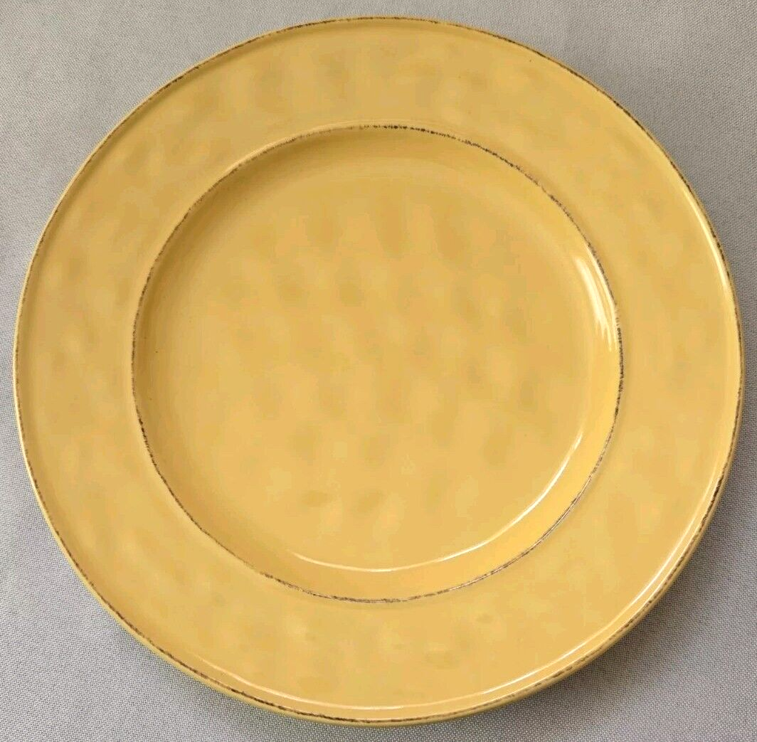 SET OF 4 PIER 1 MARTILLO MANGO YELLOW ROUND SALAD PLATES 8 1/2
