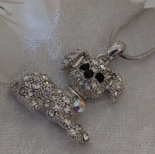 Crystal Dog Puppy Necklace pendant charm Pets