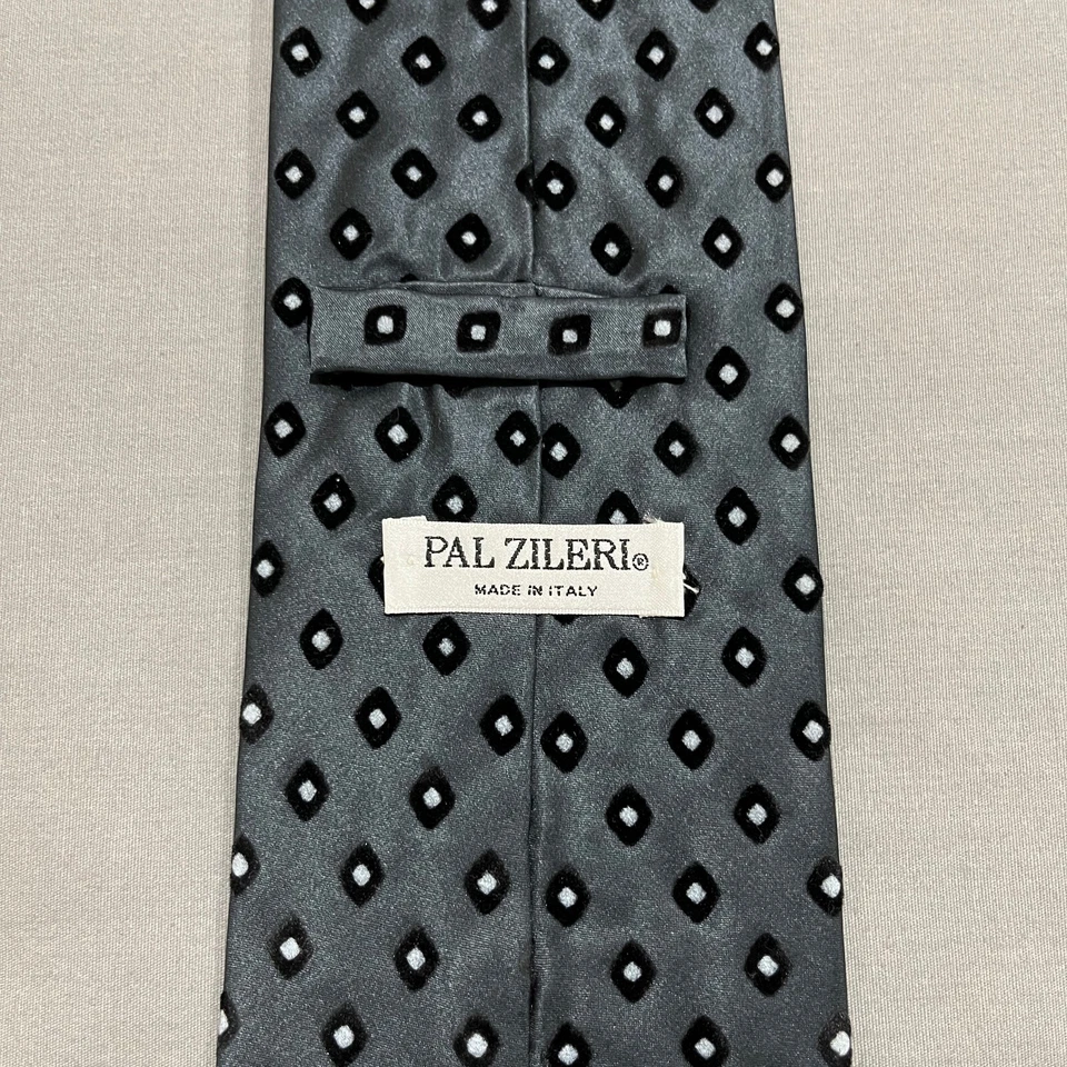PAL ZILERI серый черный белый бархат бриллиант мотив галстук - Изображение 4 из 4