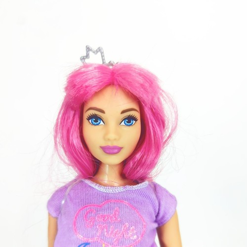 Barbie Princess Adventure Doll GJB68 2020 Curvy Pink Hair Purple Pjs Sleepover - Picture 3 of 5
