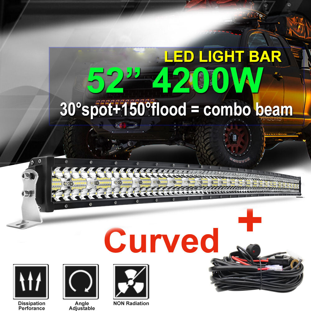 52 Inch Osram LED Bar 500W Curved Light Bar Spot Flood Combo 100X5W OSRAM  12V24V 4WD Jeep ATV Tractor Truck 4x4 LED Offroad Light Bar From Clhhilary,  $256.84