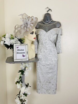 Mother of Bride Groom Size 16 John Charles Silver Grey Dress