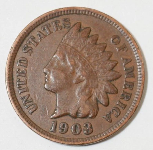 1903 Indian Head Penny, coin is a Very Fine small cent (8+ items ship for free)