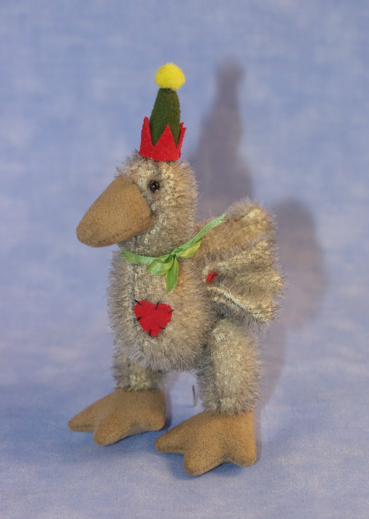 DEB CANHAM  "HENNY PENNY" A MOHAIR DUCK ? WITH POINTED HAT FOR CONVENTION 2011