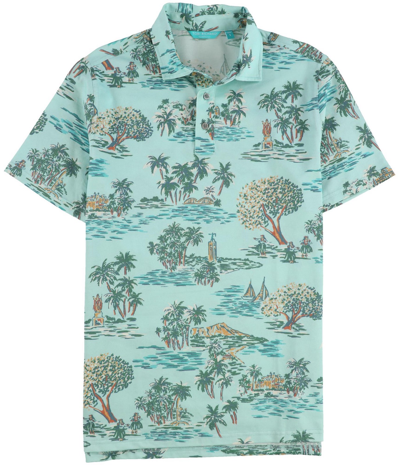 Мужская рубашка-поло Tori Richard Tradewind Aloha Toile синяя Маленький размер 7190₽