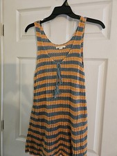 O'Neill Striped Crochet Boho Cover-Up Dress Sleeveless V-Neck Small