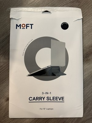 Moft Night Black Laptop 3-in-1 Carry Sleeve Stand ~ For Up To 15'' ~ New Open Box
