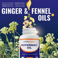 Peppermint Oil Gel with Ginger  Fennel Oils, 550Mg per Serving, 180 Softgels