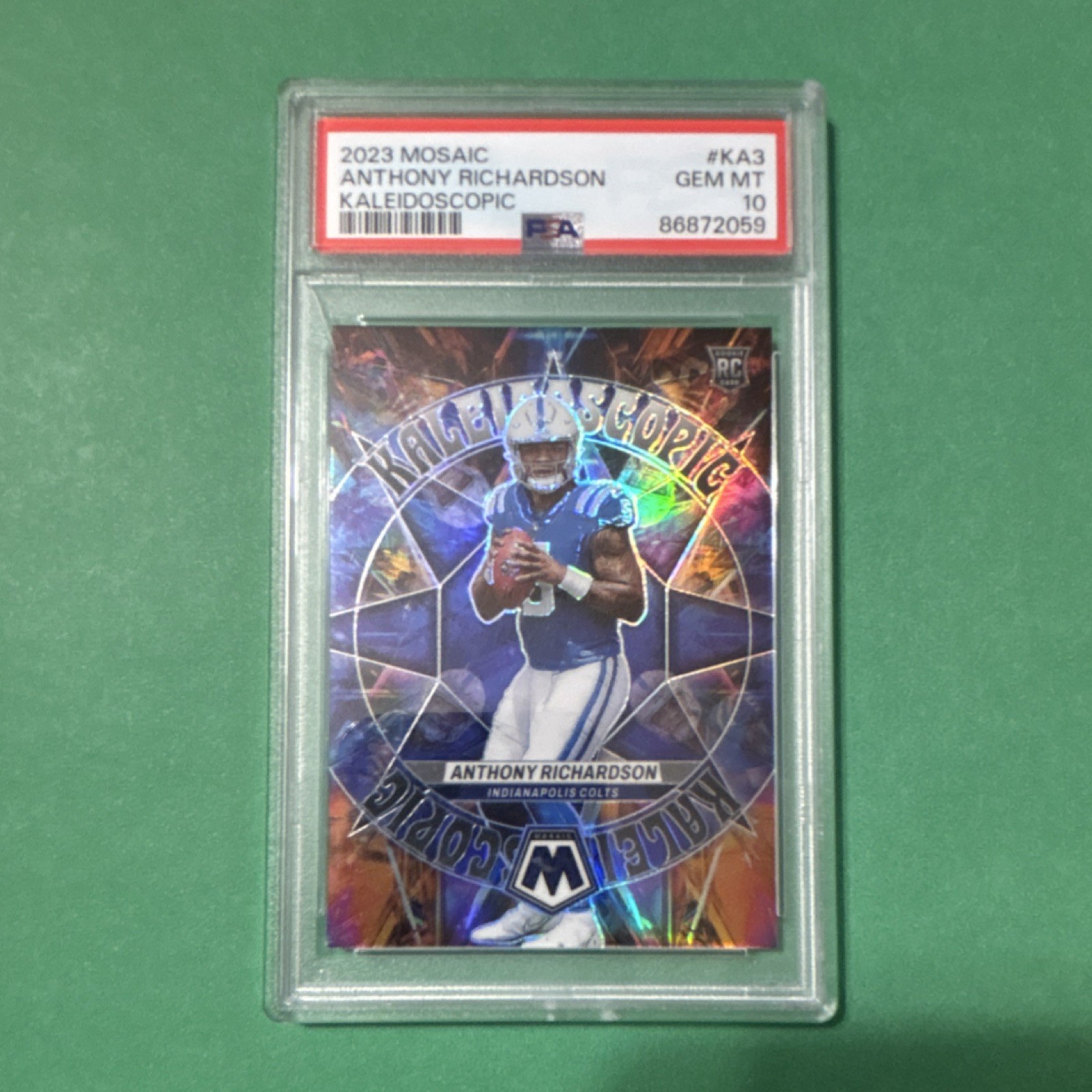 2023 Panini Mosaic Kaleidoscopic Anthony Richardson #KA-3 Rookie Prizm PSA 10
