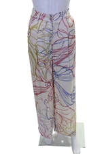 FRNCH Womens Biege Pastel Sketch Print High Waisted Wide Leg Pants Size S