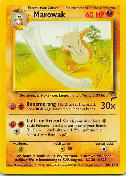 Marowak 52/130 Base Set 2 Rare NM Pokemon TCG
