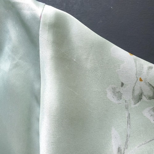 Vintage Christian Dior Pajama Top Size M Green Satin Floral Asian Style Button - Picture 12 of 13