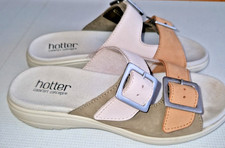 Hotter Sunny Sandals Khaki Beige Nubuck Leather UK 5.5 Comfort Slip On