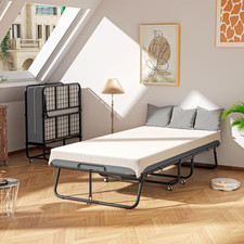 Folding Bed with 5" Memory Foam Mattress Cot Portable Rollaway Single Twin Size