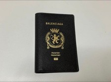 BALENCIAGA Black Leather Passport Case Card Holder 4 Slots New With Box Luxury