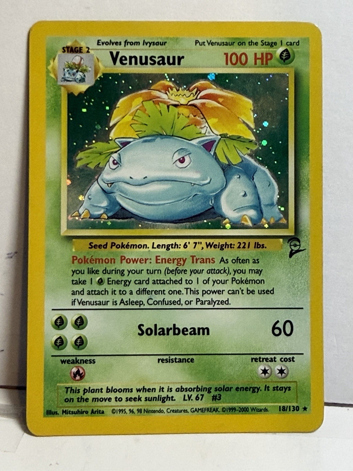 New Pokemon TCG Venusaur 18/130 Base Set 2 Unlimited Holo Rare English WOTC Card