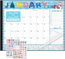 Lateefah Desk Calendar 2026, Large, 22x17in Cute Cartoon(Jan.2026-Jun.2027) 