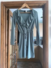 H&M Duck Egg Blue Ruffled Wrap Front Mini Dress Size 8