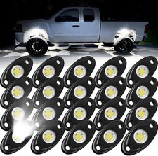 20 Pods White Rock Lights, Heefrole IP68 Waterproof Shakeproof Wide Angle Anti-C