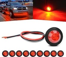 3/4 Inch Bullet Side Marker Light 10PCS Red Round Clearance LED Front Rear Indic