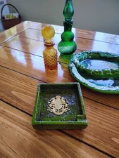 Rosenthal Netter Mid Century Italian Ashtray With Coat Of Arms Green