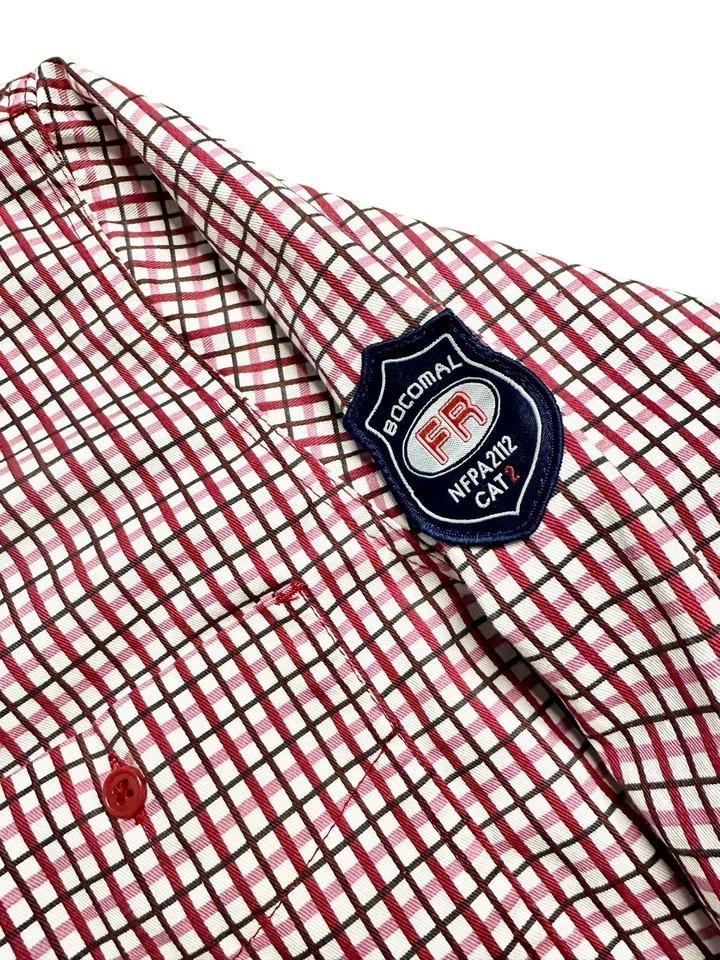 BOCOMAL FR Shirts Flame Resistant Plaid Shirt NFPA2112/CAT2 7.5oz Fire Resist LT - Image 2 of 4