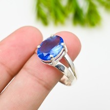 Blue Topaz Gemstone 925 Sterling Silver Ring Handmade Jewelry Ring For Gift