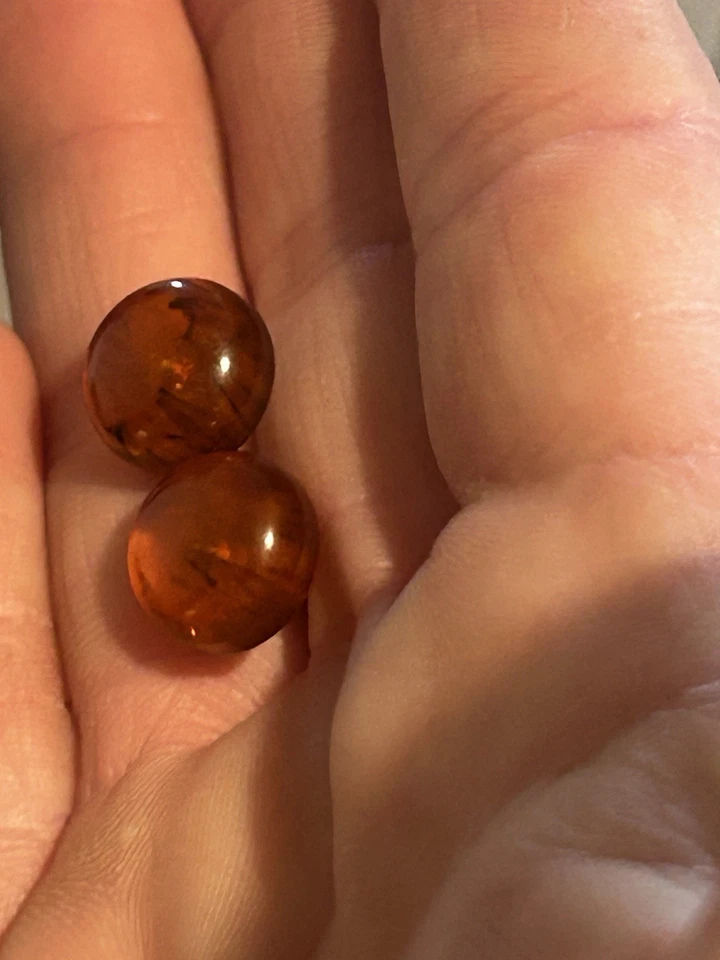 复古 ~ 波尔图琥珀和纯银耳钉  — 第 4/4 张图片