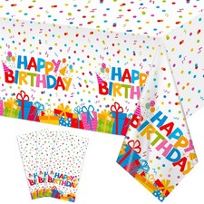 3 Pack Disposable Birthday Tablecloth Waterproof Rectangle 54x108 Inch