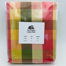 The Vermont Country Store Moire Plaid Rod Pocket Curtains Rose 100wx96l Pair New