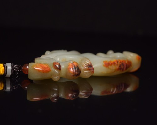 Certified Natural Hetian Jade Hand-carved Exquisite Pig Dragon Pendants 8182 - Picture 3 of 9