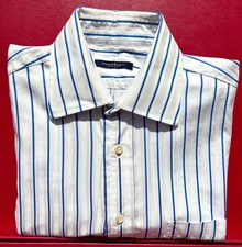 Burberry London 16.5 L Blue White Striped Dress Shirt - USA - 590.00