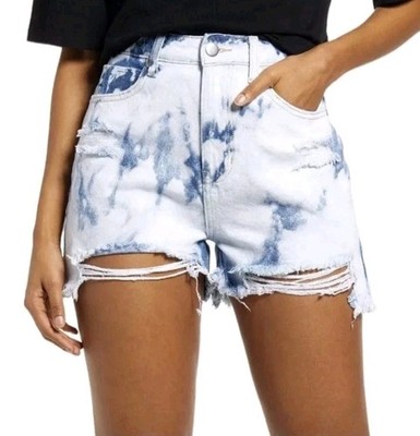  BP. Be Responsible Womens Size 27 Blue Bleached Wash High Rise Shorts  NWT 