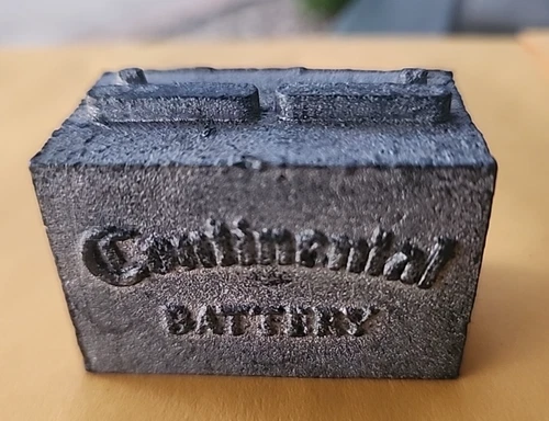 Continental Battery Vintage Advertising Paperweight Automotive 1.75in  8oz Lead