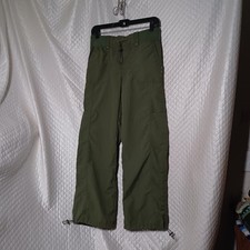 Parachute Cargo Pants Rib Waist Womens S Olive Green Preppy Retro No Boundaries