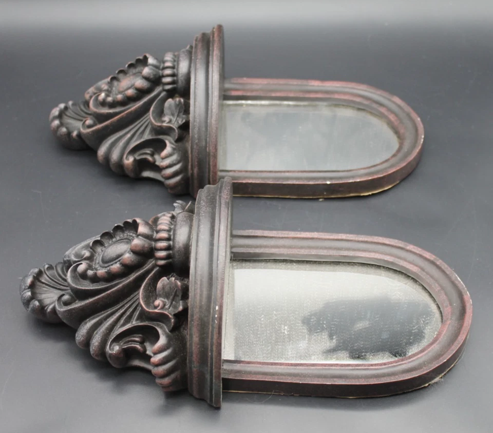 Juego de 2 espejos de pared estilo victoriano barroco gótico 12" de alto negro granate Foto 4 de 4