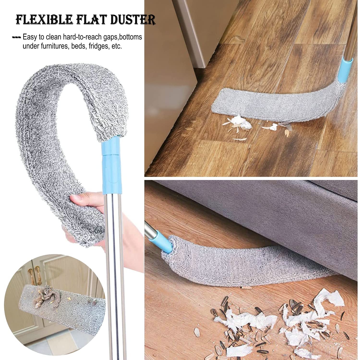 Retractable Gap Dust Cleaner Under Appliance Microfiber Duster Dust Brush wit...